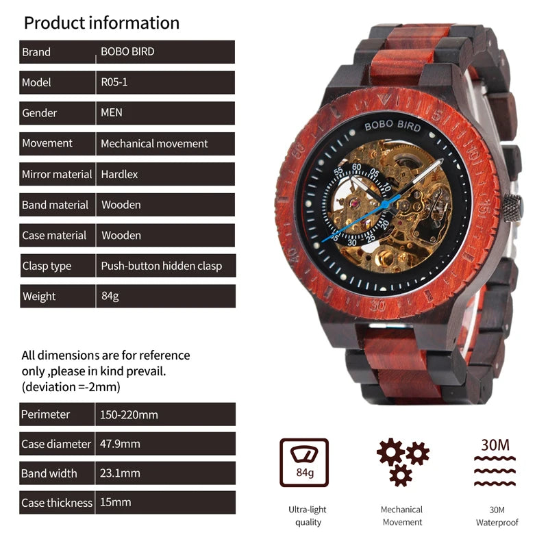 Plato Automatik Holz Herren Uhr