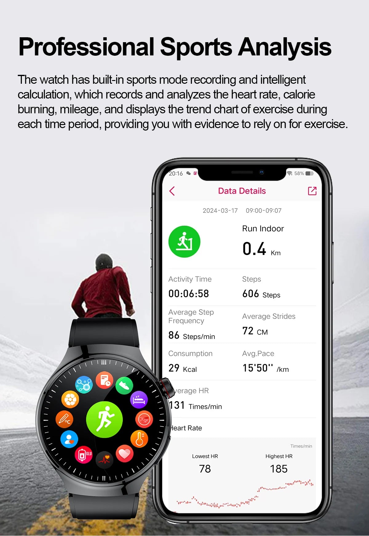 SmartWatch Genny - 2024 Gesundheits-Smartwatch | EKG, Blutzucker, Herzfrequenz, Blutdruck