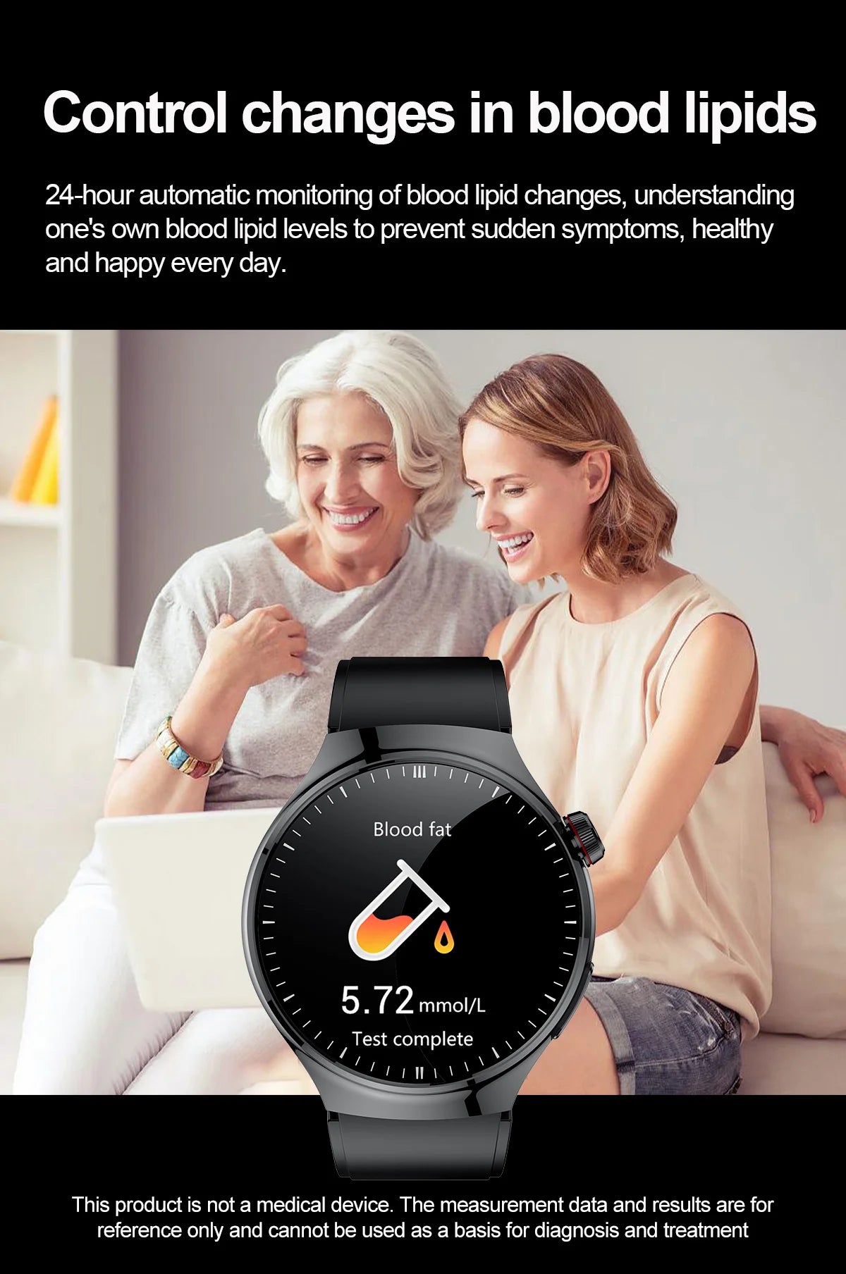 SmartWatch Genny - 2024 Gesundheits-Smartwatch | EKG, Blutzucker, Herzfrequenz, Blutdruck