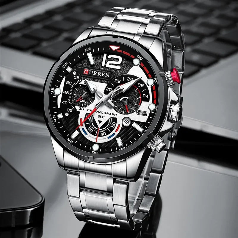 Hadrian Chrono Watch – Military Sport, Waterproof & Stainless Steel Elegance
