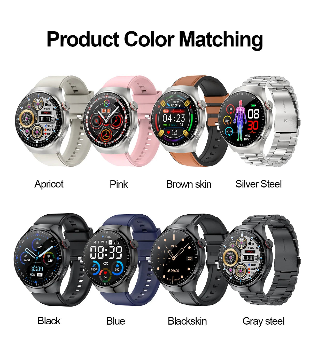 SmartWatch Genny - 2024 Gesundheits-Smartwatch | EKG, Blutzucker, Herzfrequenz, Blutdruck