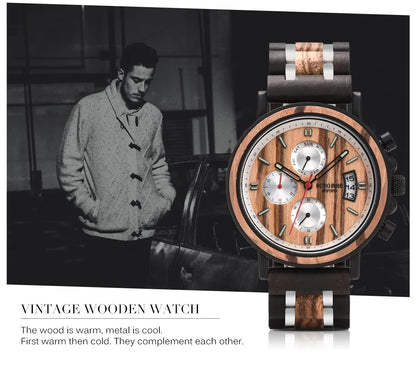 Cadmus Wooden Watch – Luxury Chronograph, Military Style & Wooden Box