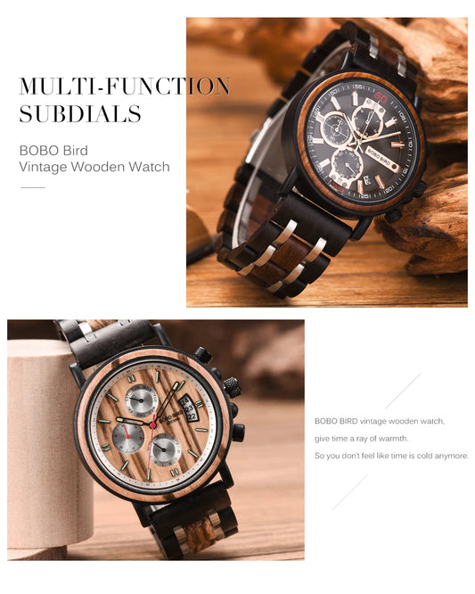 Cadmus Wooden Watch – Luxury Chronograph, Military Style & Wooden Box
