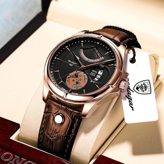 Ragnar Sport Watch – Waterproof, Luminous, Date & Leather Quartz Precision