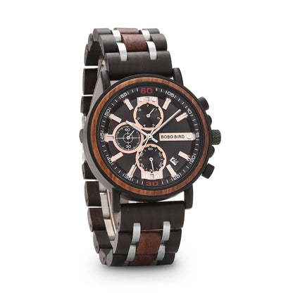 Odysseus Wooden Watch – Luxury Chronograph, Auto Date & Fashion Gift