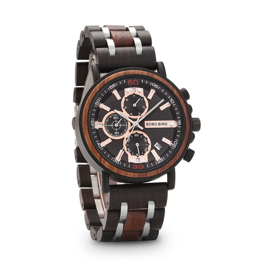 Odysseus Wooden Watch – Luxury Chronograph, Auto Date & Fashion Gift