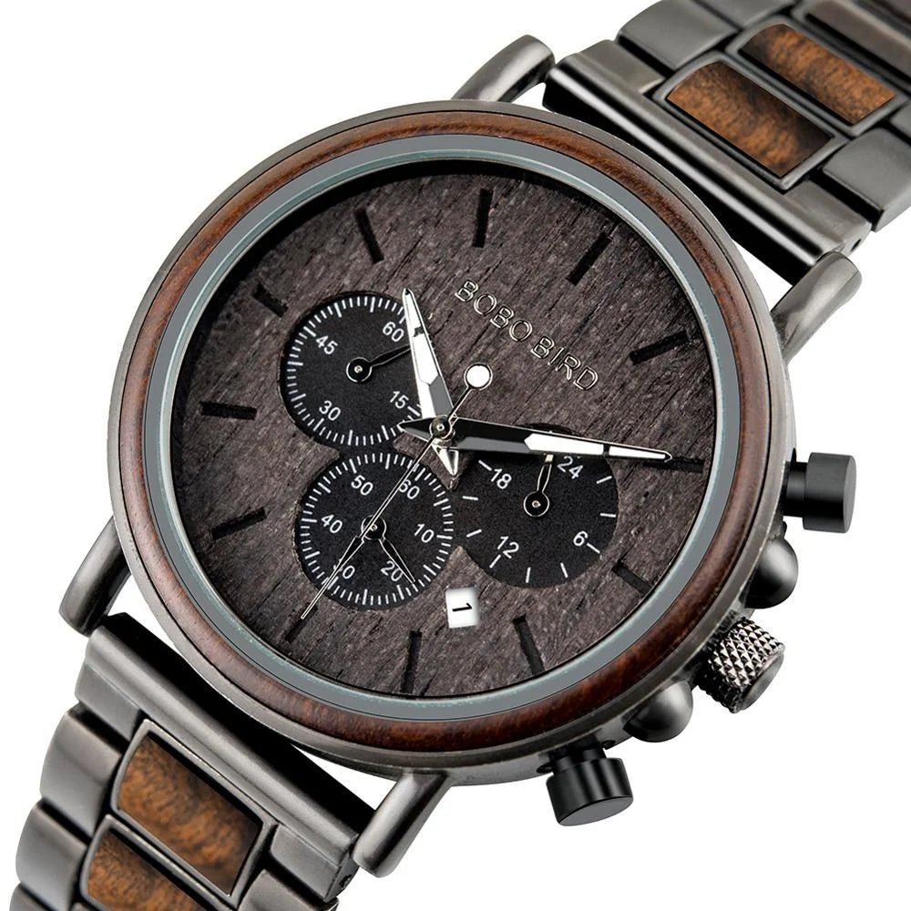 Tiberius Holz Stil Herren Uhr