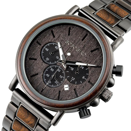 Tiberius Holz Stil Herren Uhr