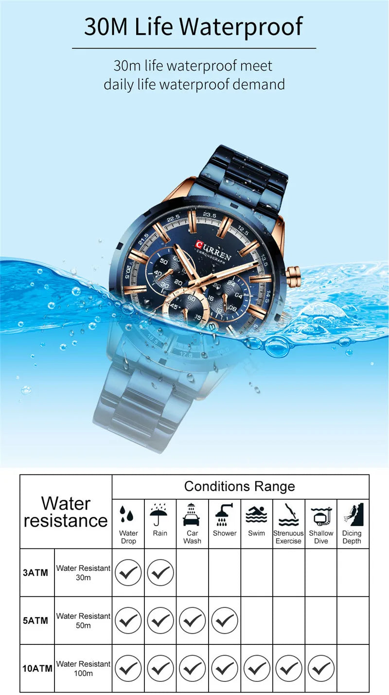 Brutus Chrono Watch – Military Sport, Waterproof & Blue Steel Design
