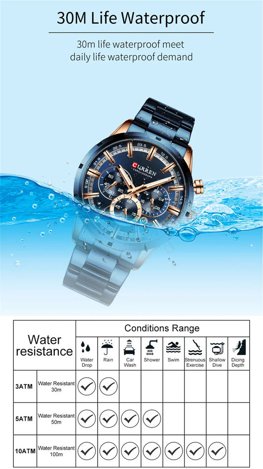 Brutus Chrono Watch – Military Sport, Waterproof & Blue Steel Design