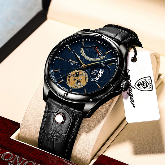 Ragnar Sport Watch – Waterproof, Luminous, Date & Leather Quartz Precision