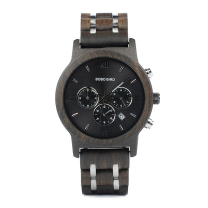 Nefertiti Wooden Watch – Luxury Chronograph, Auto Date & Quartz Elegance