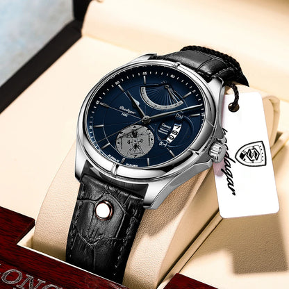 Ragnar Sport Watch – Waterproof, Luminous, Date & Leather Quartz Precision