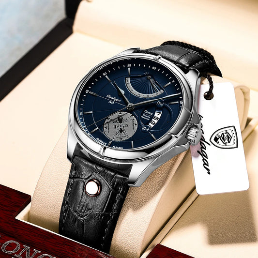 Ragnar Sport Watch – Waterproof, Luminous, Date & Leather Quartz Precision