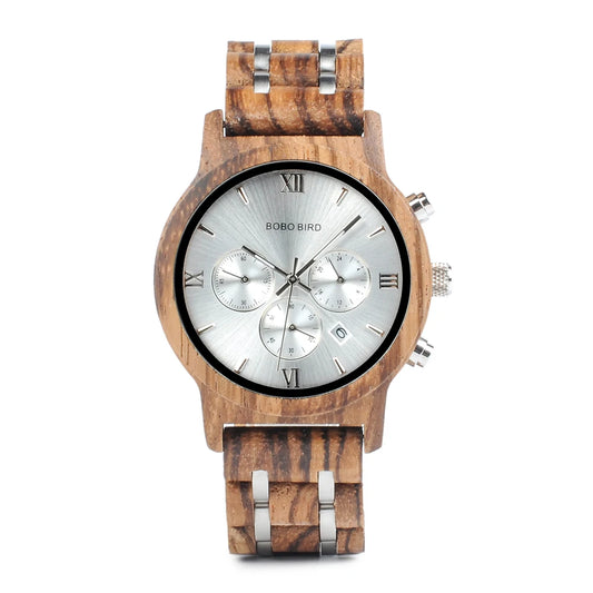 Nefertiti Wooden Watch – Luxury Chronograph, Auto Date & Quartz Elegance