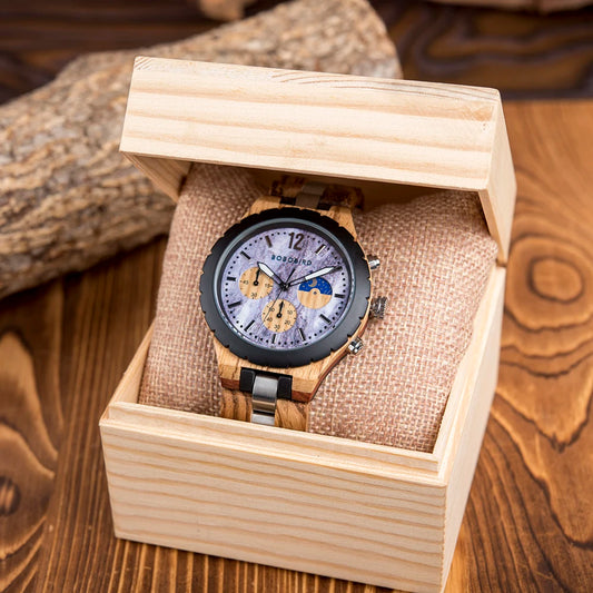 Diomedes Wooden Watch – Luxury Chronograph, Military Quartz Precision