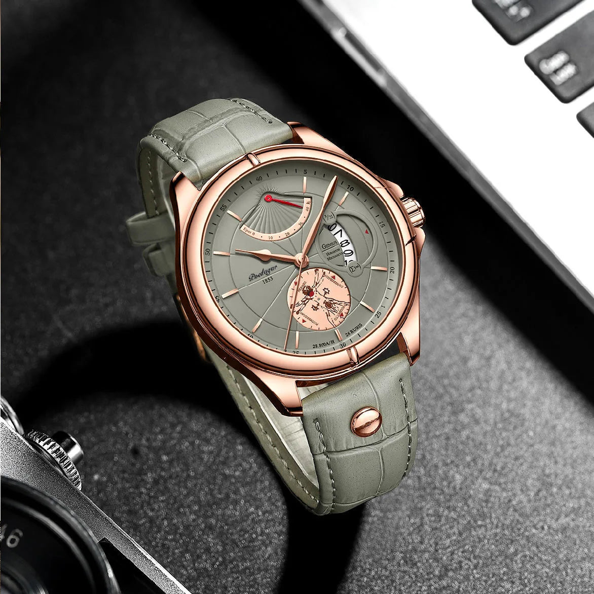 Ragnar Sport Watch – Waterproof, Luminous, Date & Leather Quartz Precision