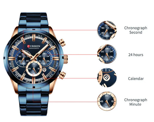 Brutus Chrono Watch – Military Sport, Waterproof & Blue Steel Design