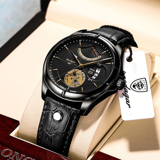 Ragnar Sport Watch – Waterproof, Luminous, Date & Leather Quartz Precision