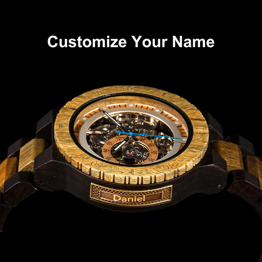 Hercules Wooden Watch – Personalized Engraving, Automatic & Anniversary Gift