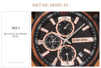 Cadmus Wooden Watch – Luxury Chronograph, Military Style & Wooden Box