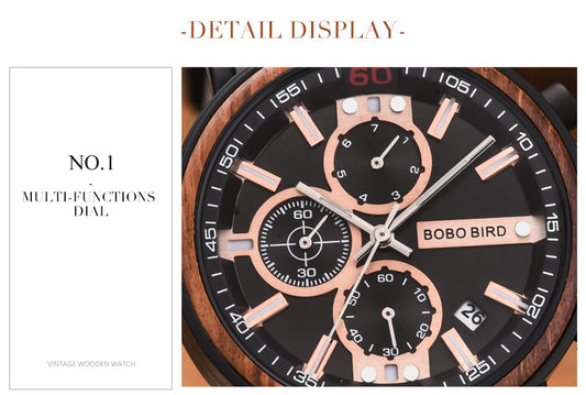 Cadmus Wooden Watch – Luxury Chronograph, Military Style & Wooden Box