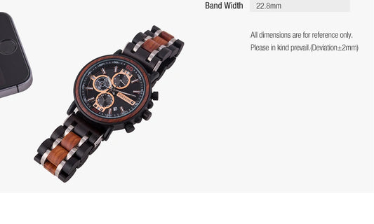 Odysseus Wooden Watch – Luxury Chronograph, Auto Date & Fashion Gift