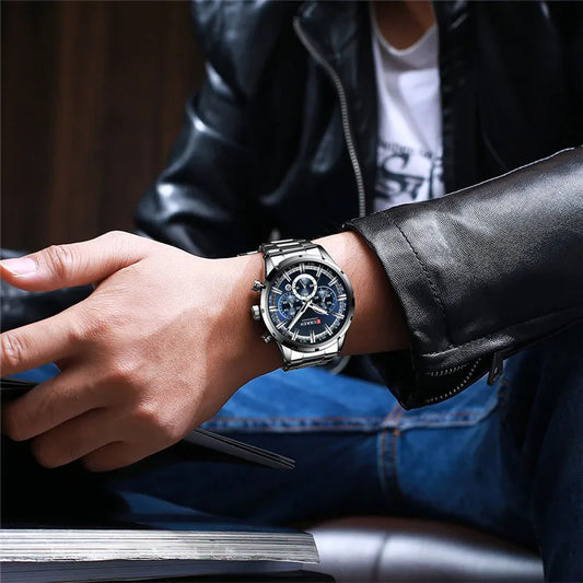 Brutus Chrono Watch – Military Sport, Waterproof & Blue Steel Design