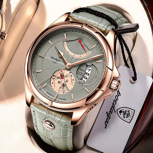 Ragnar Sport Watch – Waterproof, Luminous, Date & Leather Quartz Precision