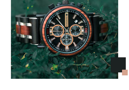 Odysseus Wooden Watch – Luxury Chronograph, Auto Date & Fashion Gift