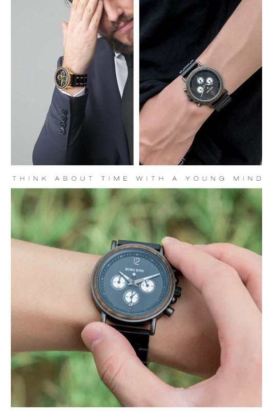 Odysseus Wooden Watch – Luxury Chronograph, Auto Date & Fashion Gift