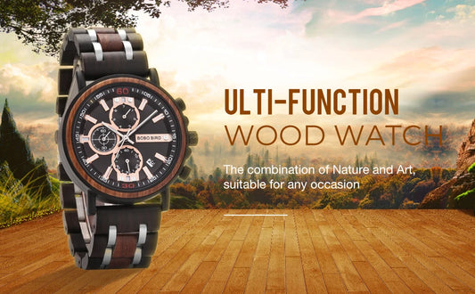 Odysseus Wooden Watch – Luxury Chronograph, Auto Date & Fashion Gift