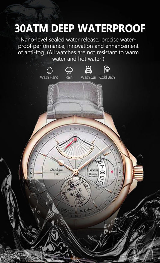 Ragnar Sport Watch – Waterproof, Luminous, Date & Leather Quartz Precision