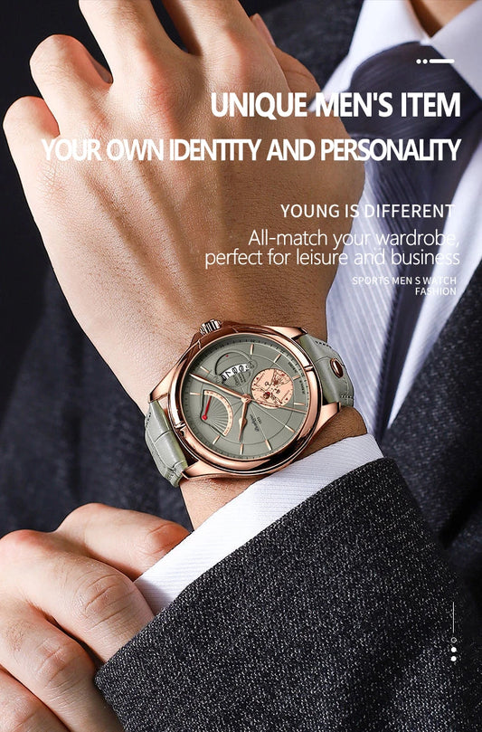 Ragnar Sport Watch – Waterproof, Luminous, Date & Leather Quartz Precision