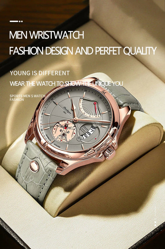 Ragnar Sport Watch – Waterproof, Luminous, Date & Leather Quartz Precision