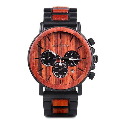 Ares Chrono Watch – Wood & Steel, Luminous Hands & Men’s Precision