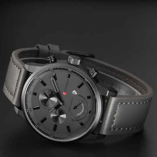Lucius Chrono Watch – Casual Sport, Military Leather & Luxury Design