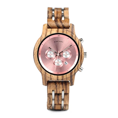 Nefertiti Wooden Watch – Luxury Chronograph, Auto Date & Quartz Elegance