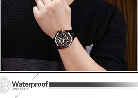 Tiberius Chrono Watch – Waterproof Military Sport & Stainless Steel Elegance