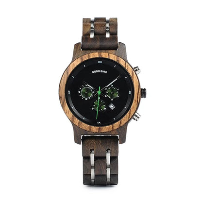 Nefertiti Wooden Watch – Luxury Chronograph, Auto Date & Quartz Elegance