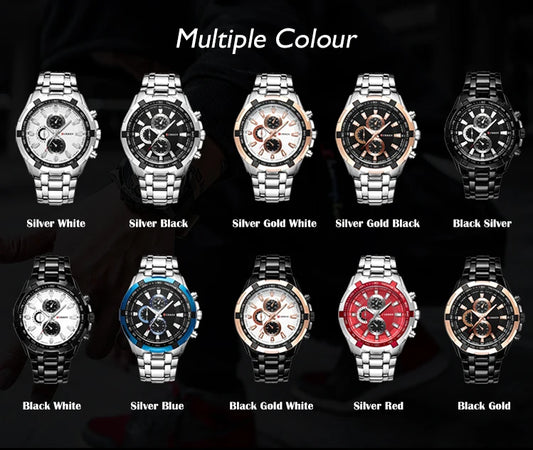 Tiberius Chrono Watch – Waterproof Military Sport & Stainless Steel Elegance