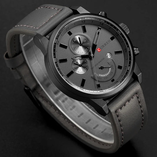 Lucius Chrono Watch – Casual Sport, Military Leather & Luxury Design
