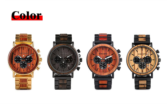 Ares Chrono Watch – Wood & Steel, Luminous Hands & Men’s Precision
