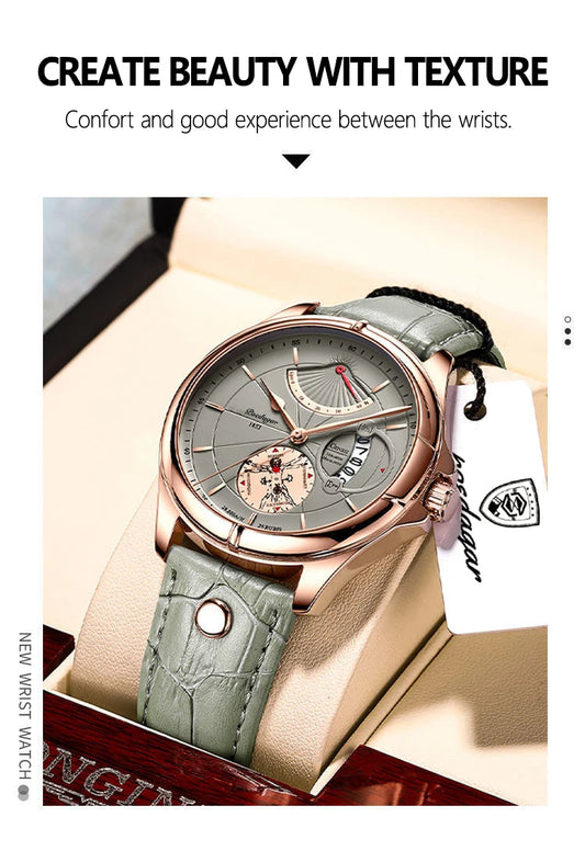 Ragnar Sport Watch – Waterproof, Luminous, Date & Leather Quartz Precision