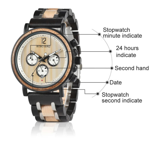 Cadmus Wooden Watch – Luxury Chronograph, Military Style & Wooden Box