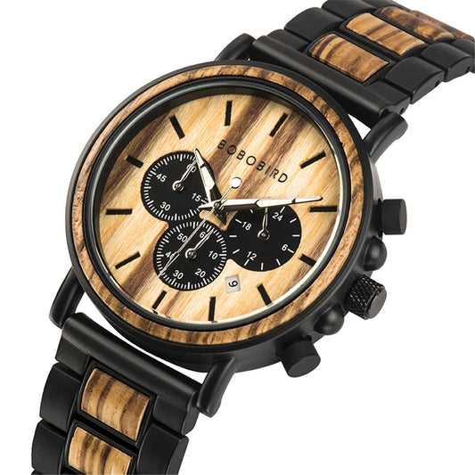 Tiberius Holz Stil Herren Uhr