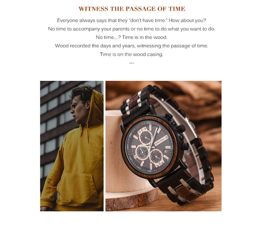 Cadmus Wooden Watch – Luxury Chronograph, Military Style & Wooden Box