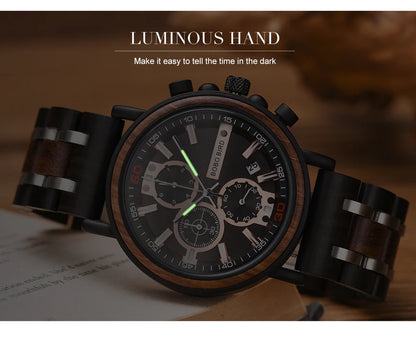 Cadmus Wooden Watch – Luxury Chronograph, Military Style & Wooden Box
