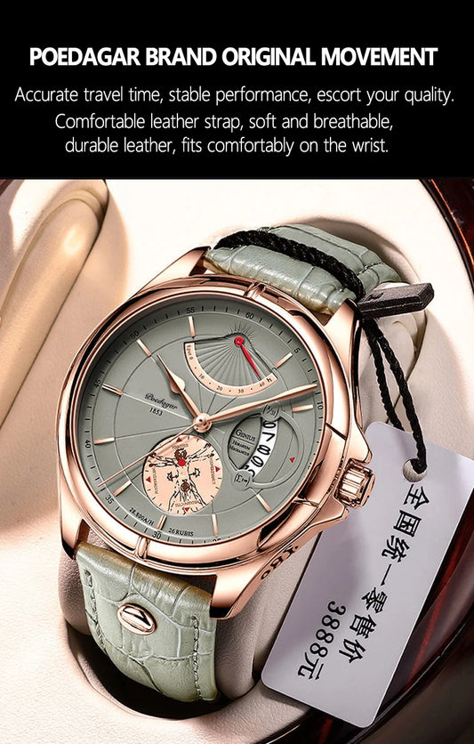 Ragnar Sport Watch – Waterproof, Luminous, Date & Leather Quartz Precision