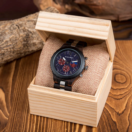 Diomedes Wooden Watch – Luxury Chronograph, Military Quartz Precision